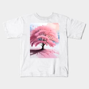 Watercolor Sakura Tree Kids T-Shirt